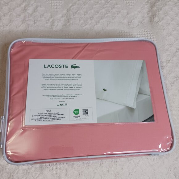 Lacoste Sheet Set Canyon Orange 4pcs 100% Cotton size Full - Picture 4 of 10